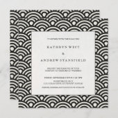 Elegant Square Black en White Patterned Wedding Kaart (Voorkant / Achterkant)