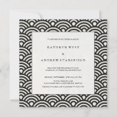 Elegant Square Black en White Patterned Wedding Kaart (Voorkant)