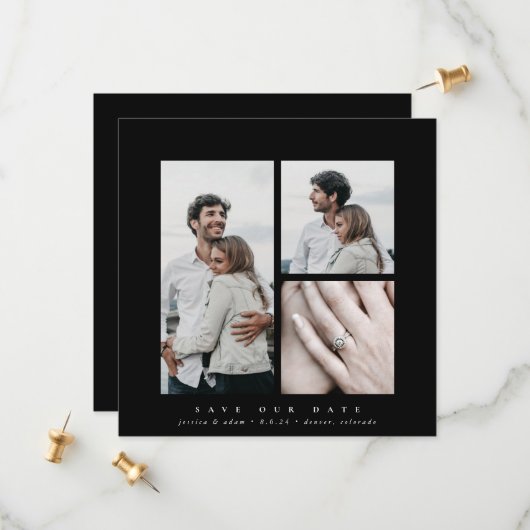 Elegant Square Multi Photo Save The Date (Voorkant / Achterkant in situ)