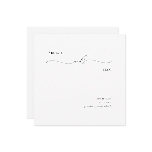 Elegant Square Swash Wedding Save the Date (Voorkant / Achterkant in situ)