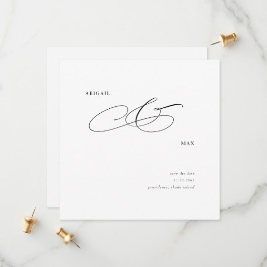 Elegant Square Wedding Save the Date (Voorkant / Achterkant in situ)
