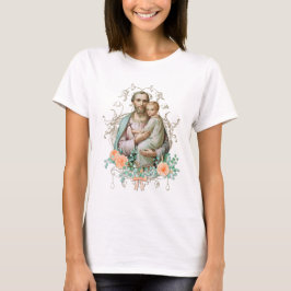 Elegant St. Joseph Katholieke Religieuze florale T-shirt