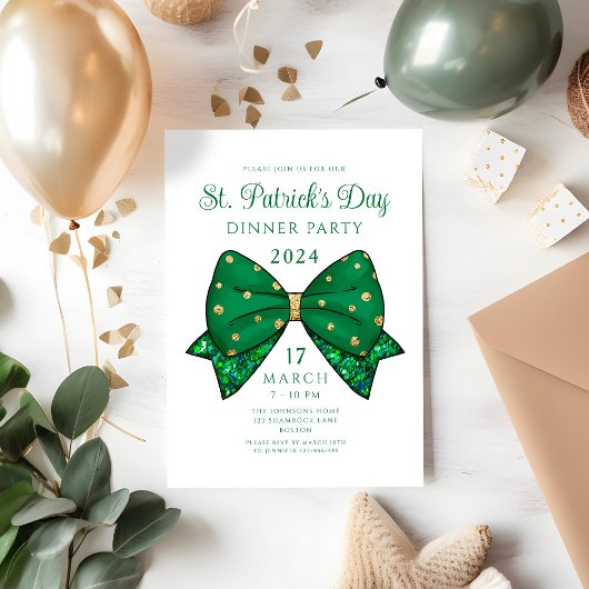 Elegant St. Patrick's Day Dinner Party Kaart