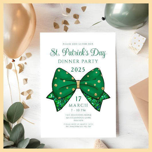 Elegant St. Patrick's Day Dinner Party Kaart