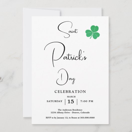 Elegant St Patrick's Day-feest Kaart (Voorkant)