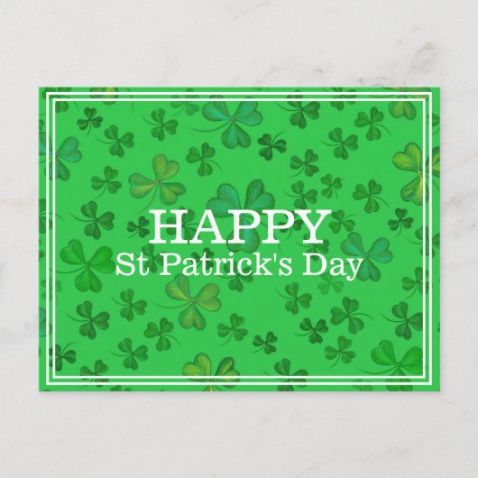 Elegant St. Patrick's Day Klaverpatroon - Groen Briefkaart (Voorkant)