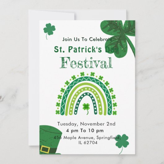 Elegant St. Patrick's Day Party Kaart (Voorkant)