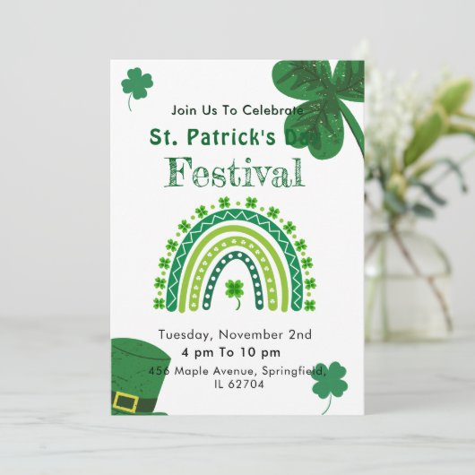 Elegant St. Patrick's Day Party Kaart (Staand voorkant)