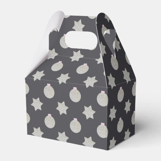 Elegant Star en Kerstmis Bauble Silver en Black Bedankdoosjes (Achterkant)
