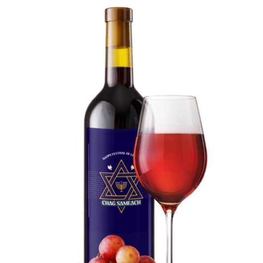 Elegant Star of David Hanukkah Wine Bottle Label Wijn Etiket
