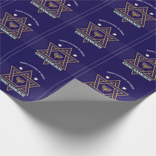Elegant Star of David Hanukkah Wrapping Paper Cadeaupapier (Hoek)