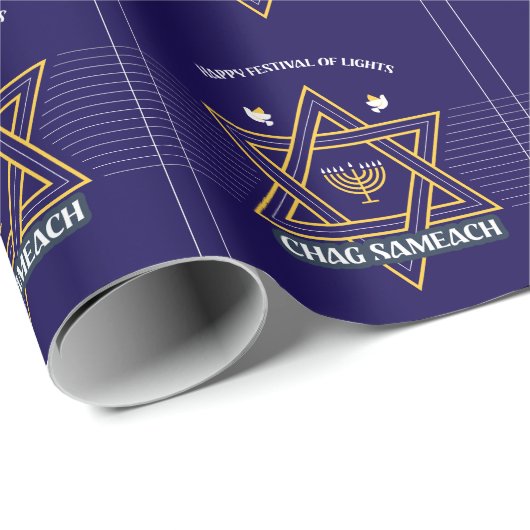 Elegant Star of David Hanukkah Wrapping Paper Cadeaupapier (Rol Hoek)