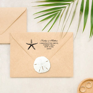 Elegant Starfish Beach Bruiloft retouradres Zelfinktende Stempel