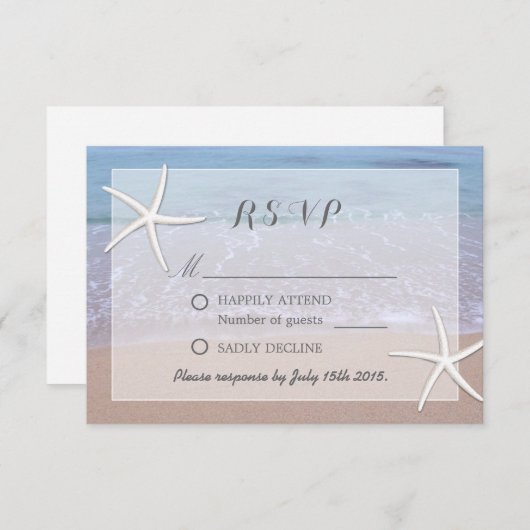 Elegant Starfish Beach Theme Weddenschap RSVP (Voorkant / Achterkant)