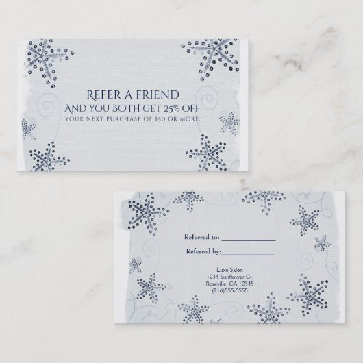 Elegant Starfish & Sequins Beach Verwijs een vrien Aanbevelingskaartje (Voorkant / Achterkant)