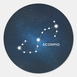 ELEGANT STARRY BLUE WATERVERF UNIVERSE - SCORPIO RONDE STICKER