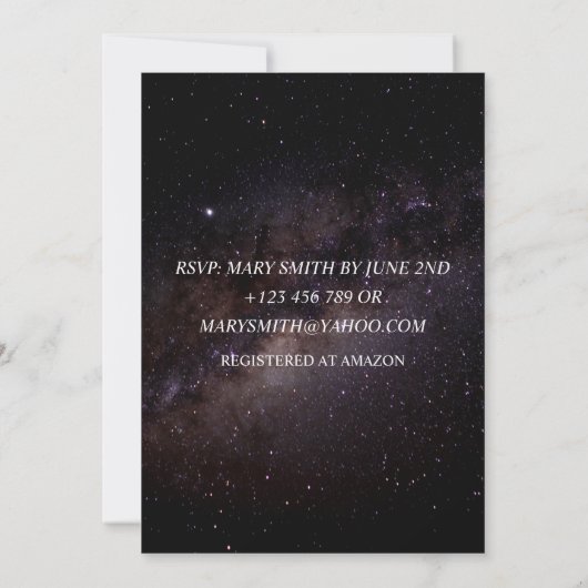 Elégant Starry Night Sky Galaxy Faire-part de mari (Dos)
