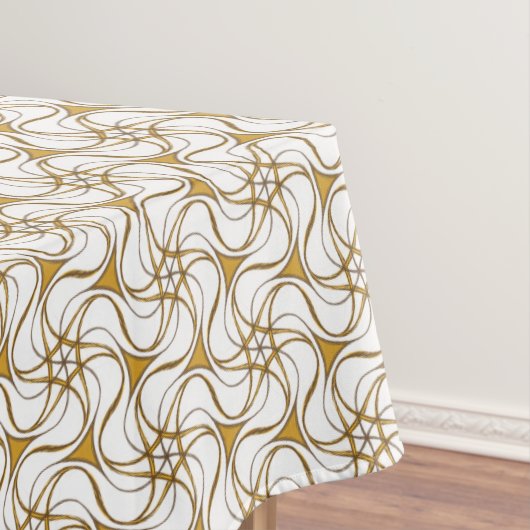 Elegant Starry Pattern Modern Yellow Ochre White Tafelkleed (Voorbeeld)