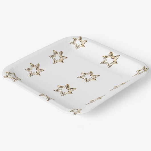 Elegant Starry Pattern Stars Faux Gold Stars Papieren Bordje (Gebogen)