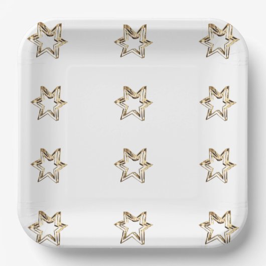Elegant Starry Pattern Stars Faux Gold Stars Papieren Bordje (Voorkant)
