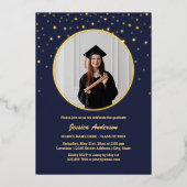 Elegant Stars Afstuderen Foto Afstuderen Folie Uitnodiging (Voorkant)