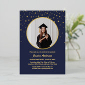 Elegant Stars Afstuderen Foto Afstuderen Folie Uitnodiging (Staand Voorkant)