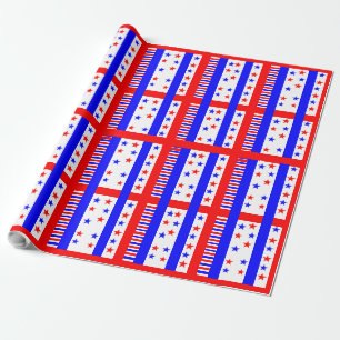 Elegant Stars and Stripes Pattern USA Flag Colors Cadeaupapier