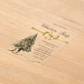 Elegant Stars Christmas Tree ,Bow, Christmas Party Acryl Uitnodigingen (Laagn)