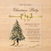 Elegant Stars Christmas Tree ,Bow, Christmas Party Acryl Uitnodigingen (Voorkant)