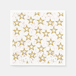 Elegant Stars Confetti Roze, Wit en Goud Party Servet