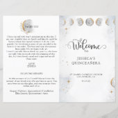 Elegant Stars Moon Celestial Quinceanera Programme (Voorkant)