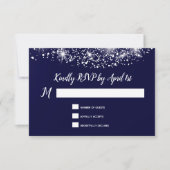 Elegant Stars Navy Blue RSVP Kaartje (Voorkant)