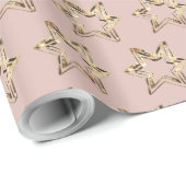 Elegant Stars Pattern roze Rose Gold Kerstmis Cadeaupapier (Rol Hoek)