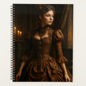 Elegant Steampunk Victorian Lady in Brown Planner (Voorkant)