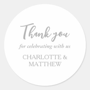 Élégant Sticker Argent Mariage Classic Rond