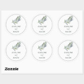 Élégant Sticker Arrondi Mariage Aquarelle Classiqu (Feuille)
