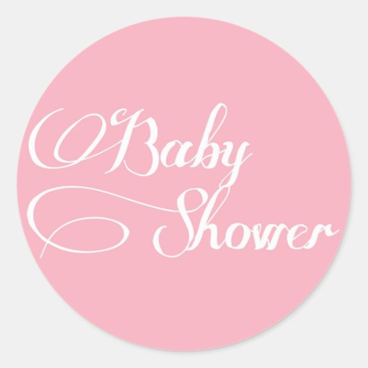 Élégant Sticker Baby shower rose clair Script (Devant)