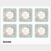 Élégant Sticker Carré de Monogramme Floral Bohème (Feuille)