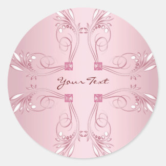 Élégant Sticker Classic Rond Rose Décoratif