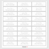 Élégant Sticker d'adresse de script Silver (Feuille)