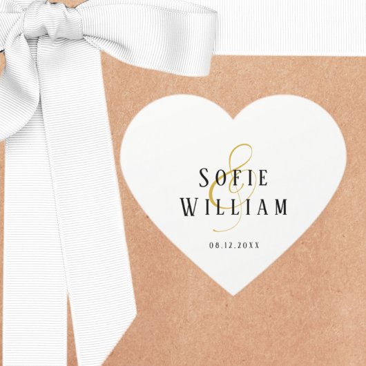 Élégant Sticker de date simple Mariage Noms