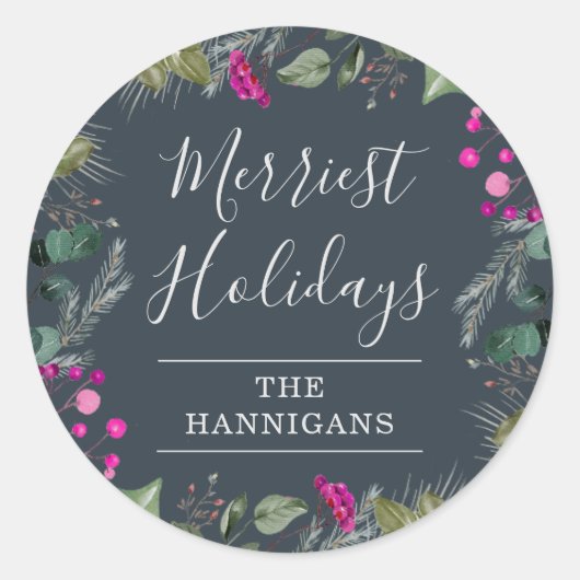 Élégant Sticker de Noël Joyeux (Devant)