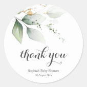 Élégant Sticker en Merci d'or vert botanique (Devant)