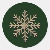 Élégant Sticker Green et Gold Snowflake Holiday (Devant)