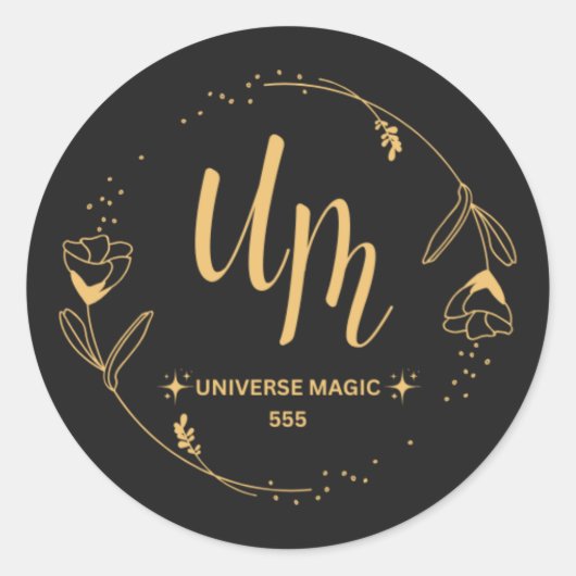 Élégant Sticker Logo Floral Luxury Black and Gold (Devant)