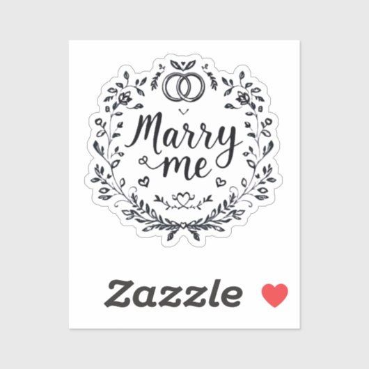 Élégant Sticker Mariage Coeur "Marry Me" 💍 ✨ 👰 (Feuille)