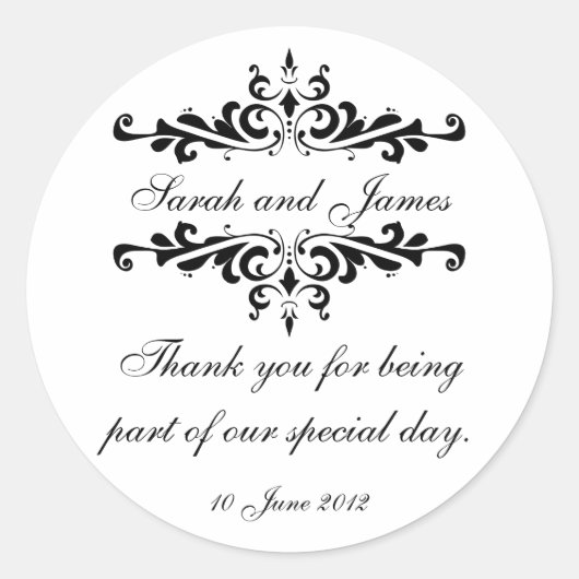 Élégant Sticker Mariage de Merci personnalisé (Devant)