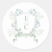 Élégant Sticker Mariage Monogram Floral Crest (Devant)