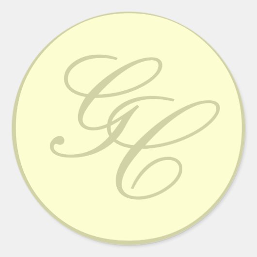 Élégant Sticker Mariage Monogram ivoire et beige (Devant)
