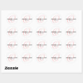 Élégant Sticker Mariage Monogramme blanc et rose (Feuille)